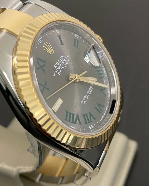Rolex Steel & Yellow Gold Datejust 41 - 2022 - Fluted Bezel - “Wimbledon” Dial - Oyster Bracelet - 126333 *FULL SET* - Image 8