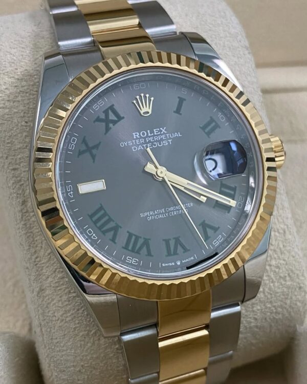 Rolex Steel & Yellow Gold Datejust 41 - 2022 - Fluted Bezel - “Wimbledon” Dial - Oyster Bracelet - 126333 *FULL SET* - Image 7