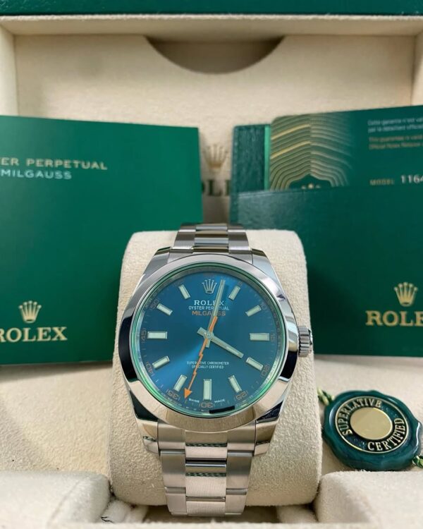 Rolex Milgauss - 2022 - Blue Dial Green Crystal - 116400GV *FULL SET*