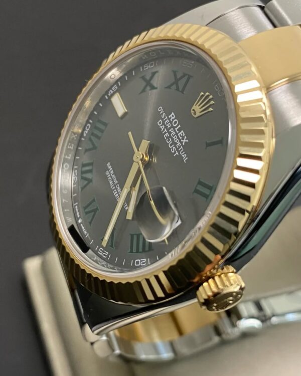 Rolex Steel & Yellow Gold Datejust 41 - 2022 - Fluted Bezel - “Wimbledon” Dial - Oyster Bracelet - 126333 *FULL SET* - Image 3