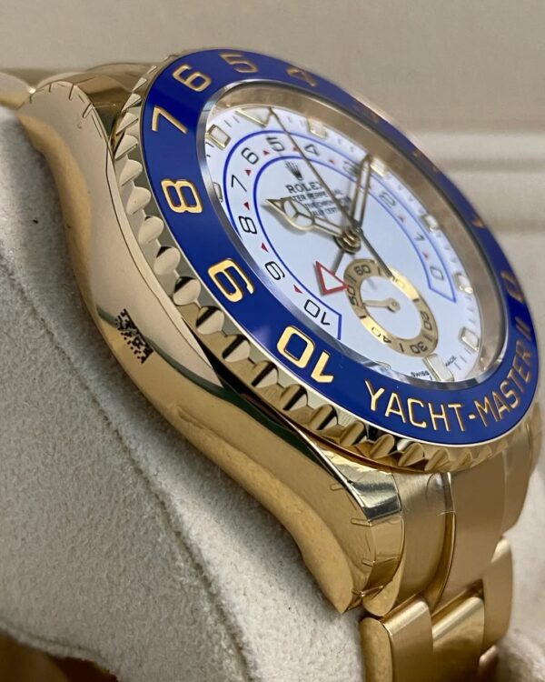Rolex Yellow Gold Yacht-Master II - 2022 - White Dial - Blue Bezel - 116688 *FULL STICKERS* - Image 4