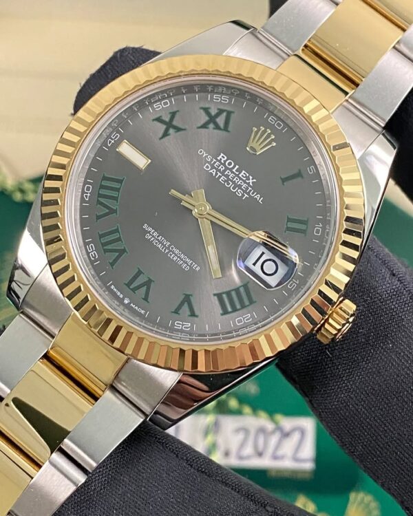 Rolex Steel & Yellow Gold Datejust 41 - 2022 - Fluted Bezel - “Wimbledon” Dial - Oyster Bracelet - 126333 *FULL SET* - Image 4