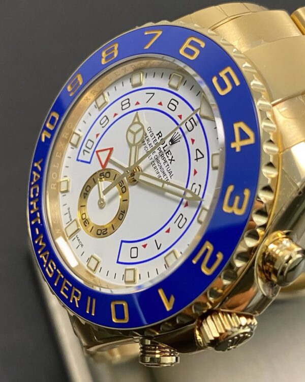 Rolex Yellow Gold Yacht-Master II - 2022 - White Dial - Blue Bezel - 116688 *FULL STICKERS* - Image 15