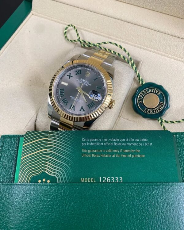 Rolex Steel & Yellow Gold Datejust 41 - 2022 - Fluted Bezel - “Wimbledon” Dial - Oyster Bracelet - 126333 *FULL SET* - Image 2
